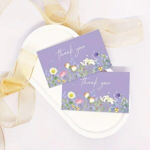 Elegant Floral Thank You Cards - Lavender, NEW, 50 pcs.